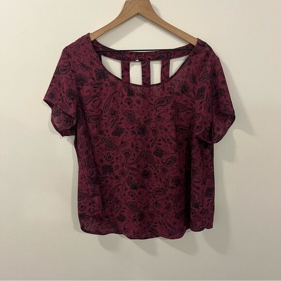 Torrid Abbey Georgette Cage Back Blouse Size 0/Large/12 Paisley Print - Picture 5 of 13